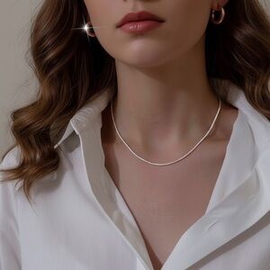 Minimalist Silver Plated Glittery rose gold rope chain necklace. New.